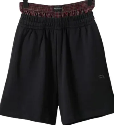 Balenciaga Shorts with Underwear (Black-Red)