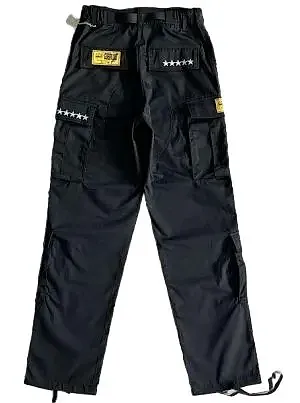 Corteiz Classic Cargo 5 Stars Black White Logo Pants